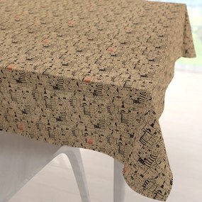 Biante Dekoračný štvorcový obrus PML-093 Pes medzi mačkami na hnedobéžovom 40x40 cm