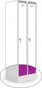 Kovová šatníková skriňa Trestles SS2M 1800x600x500 mm, 2 oddiely, fialové dvere Podnož: sokel, Zámok: otočný