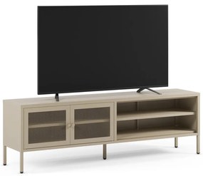 Krémovobiely kovový TV stolík 160x50x35 cm Fayna – Marckeric