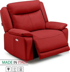 Kožené kreslo CONTINENTAL s elektrickou funkciou relax 1P, elektrické, červená (rosso 304)