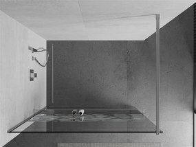 Mexen Kioto+, sprchová zástena s poličkou a držiakom na uteráky 90 x 200 cm, 8mm číre sklo vzor biely, chrómový profil, 800-090-121-01-85