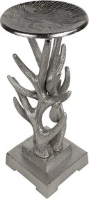 Strieborný kovový svietnik s parožím - 12,5 * 12,5 * 30cm