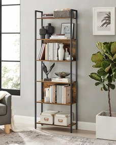 Knižnica TAYLOR 6 políc 186x60cm, rustikálne hnedá