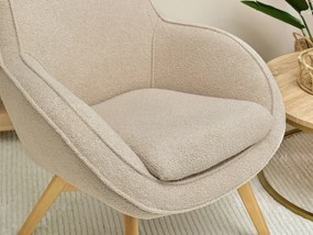 Relaxačné kreslo Merch (béžová + dub). Akcia -16%. Vlastná spoľahlivá doprava až k Vám domov. 1136107