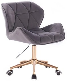 LuxuryForm DESIGN Stolička MILANO VELUR na zlatej podstave s kolieskami - tmavo šedá