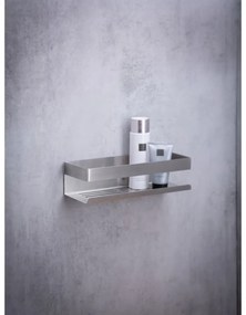 Strieborná samodržiaca kúpeľňová polička z nerezovej ocele v matne striebornej farbe Genova – Wenko