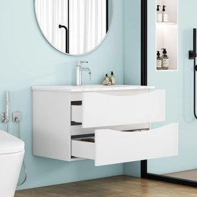 Závesná skrinka pod umývadlo Houseland Nirela 80 cm biela