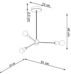 Závesné svietidlo Lango 3, čierne telo svietidla