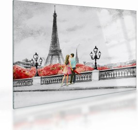 Sklenený obraz - Milenci v Paríži (70x50 cm)