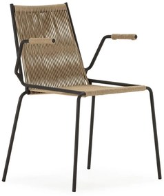 Béžové kovové jedálenské stoličky v súprave s podrúčkami/stohovateľné 2 ks Emily – Marckeric