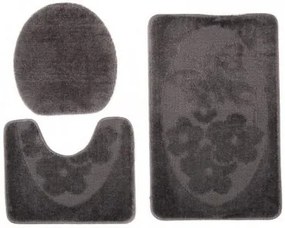 Sada kúpeľňových koberčekov MONO 1125 tmavosivý 6203 3PC Motýľ