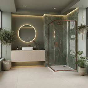 Rea City, sprchový kút s posuvnými dverami 90×90 cm, medená matná, REA-K6984