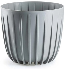 PLASTOVÝ KVETINÁČ STRIPPED SADA 2KS 18X15,5 CM+24X21 CM SIVÁ