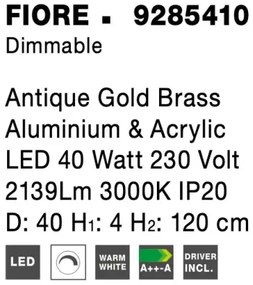 LED luster Fiore 40 zlaté