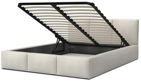 Čalúnená manželská posteľ s úložným priestorom Izabela - krémová Rozmer: 140x200