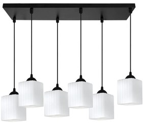 Závesné svietidlo Riffle Square, 6x biele sklenené tienidlo, b