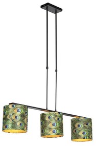 Závesné svietidlo s plyšovými tienidlami páv s zlatom 20 cm - Combi 3 Deluxe