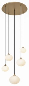 Závesná lampa Art Deco zlatá s opálovým sklom 5-svetiel - Yani