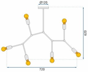 Toolight - Stropné svietidlo 6xE27 APP737-6C, čierna, OSW-08794