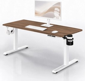 Elektrický stôl s nastaviteľnou výškou ergonomický biely/orech,1600x800 mm: ARIA