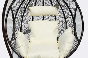 Závesné kreslo 06 hnedé s béžovou poduškou