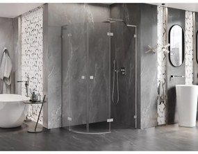 Mexen Lunar, L pravý polkruhový sprchový kút 100 x 90 cm, 8mm číre sklo, oceľový profil, 833L-100P-090L-97-00