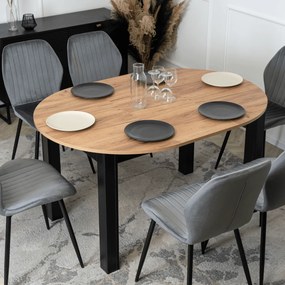 Vintino Jedálenský okrúhly stôl AMFORA dub craft/čierny 102–142 cm