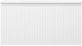 Mexen Rivel, kúpeľňová skrinka 90 cm s umývadlom Otis, 1 zásuvka, drážkovaná, biela matná, 91A20-09047-1-BF01-W18M01