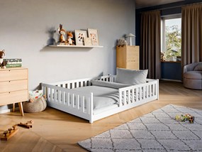 Detská Montessori posteľ z masívu borovice BETTY - 200x140 cm - BIELA