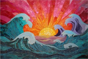 Obraz - Mozaika vĺn (90x60 cm)