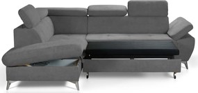Rohová sedacia súprava Gisele, stredne šedá látka, ľavý roh