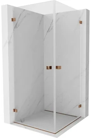 Mexen Lunar-B Duo výklopný sprchový kút 85 x 85 cm, číre sklo, ružové zlato, 832-085L-085P-60-00