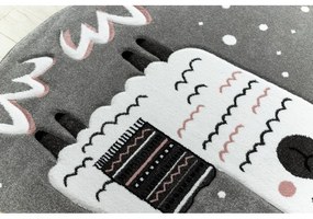 Dywany Łuszczów, Detský kusový koberec Petit Lama grey kruh, 140x140 (priemer) kruh, šedá, detská izba