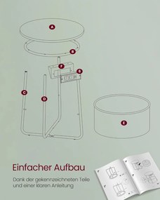 Okrúhly príručný stolík s nabíjacou stanicou, malý stolík so zásuvkou, lesná zelená a krémová biela