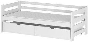 Detská posteľ z masívu borovice so šuplíkmi EGO - 200x90 cm - biela