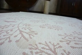 Koberec SIZAL FLAT 48774/526 Lístky vtákov krém ružový