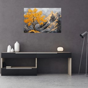 Obraz – Zlatý strom v horách (90x60 cm)