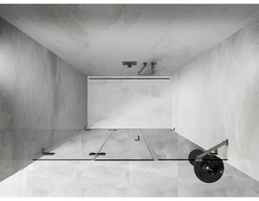 Mexen Lunar-F, skladacie ľavé sprchové dvere 130 cm, 8mm číre sklo, oceľový profil, 836S-130-050-97-00-L