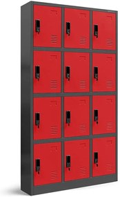 Skriňa Marcin kovová antracit/červená