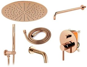 Rea Lungo, podomietková sprchová súprava s vaňovou výlevkou + box, ružová-zlatá, REA-P6610