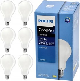 6x LED žiarovka E27 PHILIPS 17,5W 2452lm studená farba 6500k prémiová
