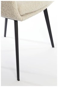 Krémovobiele čalúnené jedálenské kreslo s podrúčkami Leone – Light &amp; Living