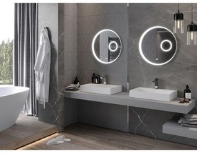 Mexen Ella, LED kúpeľňové zrkadlo s podsvietením a kozmetickým zrkadielkom 60x60 cm, 6000K, ochrana proti zahmlievaniu, 9811-060-060-611-00