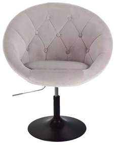 LuxuryForm DESIGN Kreslo VERA VELUR na čiernom tanieri - svetlo šedé