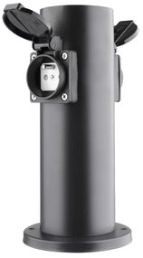 Solight PG10B - Vonkajší zásuvkový stĺpik 2Z 230V IP44 čierna okrúhly