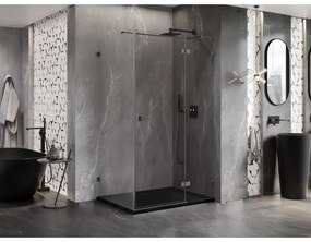 Mexen Lunar T sklápací sprchový kút pravý 125 x 120 cm, číre sklo, brúsený grafit, 834T-125-120-66-00-P