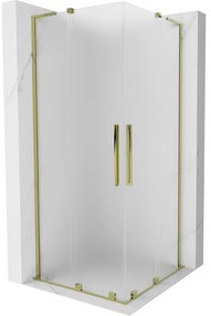 Mexen Velar L Duo, sprchový kút s posuvnými dverami 100 x 100 cm, 8mm sklo námraza, zlatá lesklá, 871-100-100-02-33-50