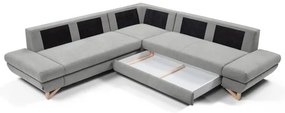 Rozkladacia rohová čalúnená sedacia súprava s úložným priestorom tvaru L AVESTA sivá