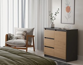 Komoda Musecalo 12 (antracit + dub artisan). Akcia -20%. Vlastná spoľahlivá doprava až k Vám domov. 1132866