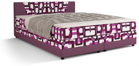 Manželská posteľ  Boxspring 140 cm Linda Comfort (vzor + fialová) (s matracom a úložným priestorom). Akcia -21%. Vlastná spoľahlivá doprava až k Vám domov. 1056049